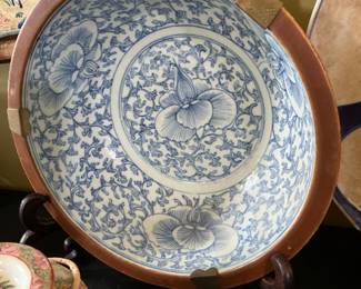 Ching Dynasty Blue & White Large Deep Bowl-$150