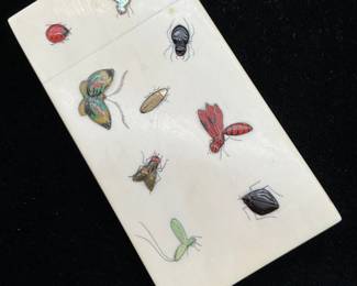 Antique Japanese Shibayama inlaid insects card case-$1,000