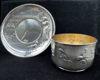 Whiting Sterling  “Nursery Rhyme” dated 1909 Childs Plate & Bowl-$550