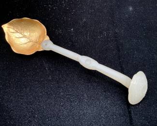 Yamanake Sterling w/carved Jade Septer handle & gilt sterling spoon bowl-$900