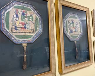 Pair Antique Chinese Qing Dynasty embroidered fans-$1,700 pr
