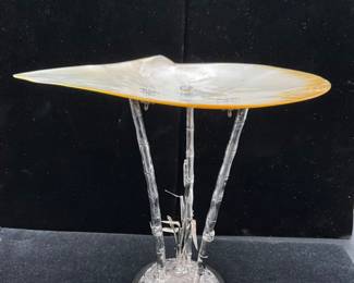 Antique Kwan Wo 1875-1920 Chinese Export Sterling Silver Abalone Shell top table sculpture-$400