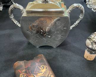 Kennard & Jenks Boston 1876-1880 Japanesque style Sterling tea caddy-$750