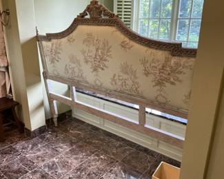 Toile upholstered King Headboard-$500