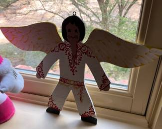 Elayne Goodman Mississippi Folk Art artist hand painted “Elvis Angel”-$150
