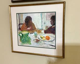 John Lapsley (Selma Artist) 1915-2005 “2 Ladies at Lunch” oil on artist board-$500