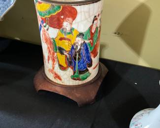 Antique Chinese Export “wise Men” Brush Pot-$300