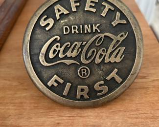 Rare c1930s - COCA-COLA Sidewalk Safety Marker Coke