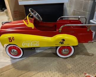 Vintage, Original Gear Box Coca Cola Pedal Car 40in Child Size Metal Toy