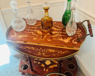 Italian drop leaf brass accents tea cart