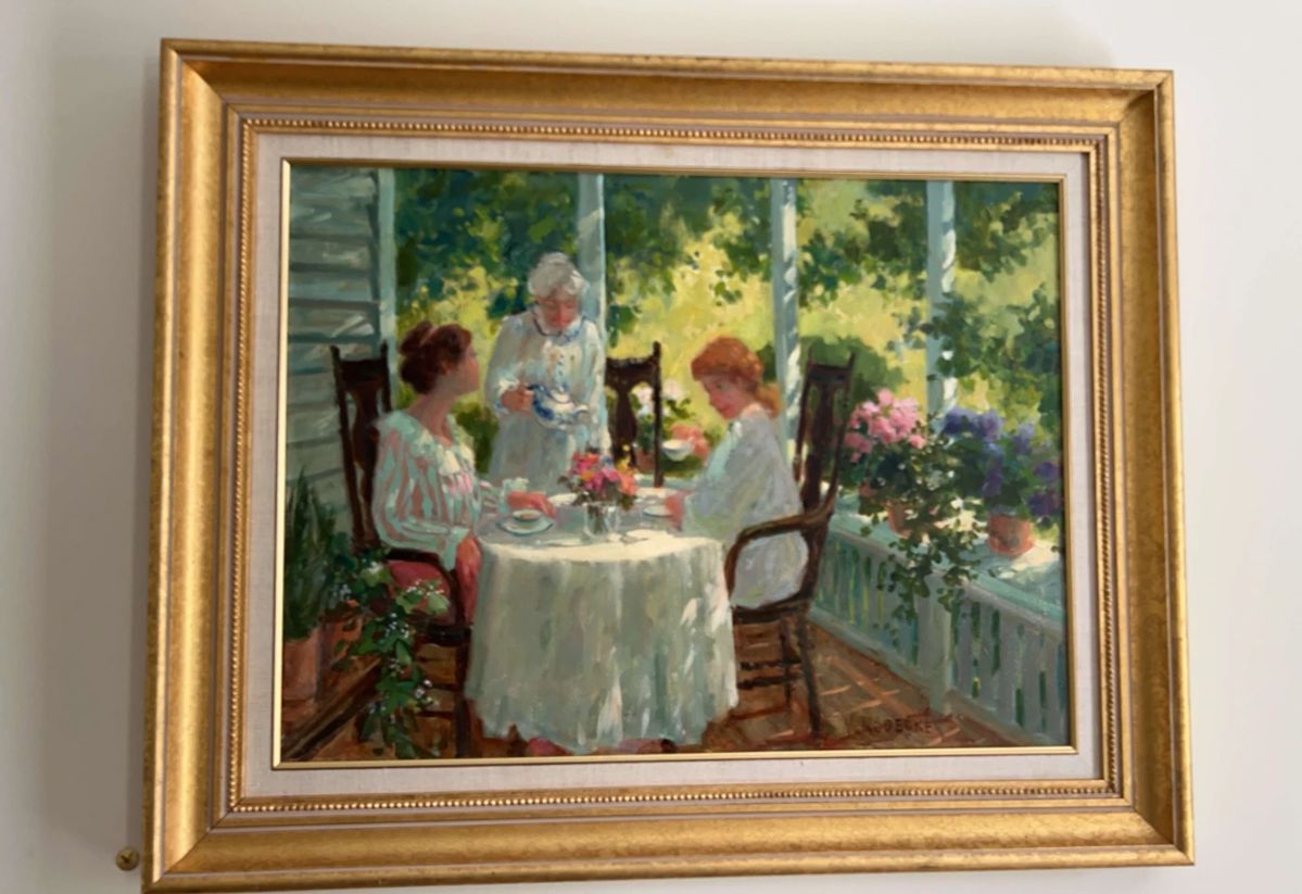  01 Original Virginia Rodecker Jarboe Oil Painting Afternoon Tea
