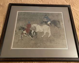 Chinese Painting On Silk Tribute Horses 