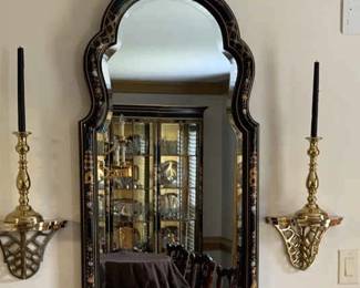 Black Lacquer Wall Mirror With Sides