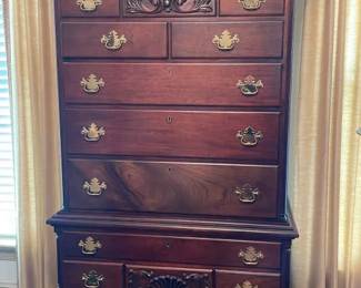 Craftique Mebane Solid Mahogany Philadelphia Chippendale Highboy