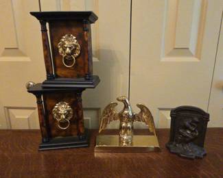 Collection Of Brass And Marble Bookends