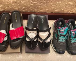 Three Pairs Of Womens Sandals And Athletic Shoes
