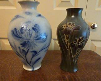 Two Floral Pottery Vases