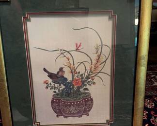 Bird In The Flower Pot Beautiful Picture in unique frame