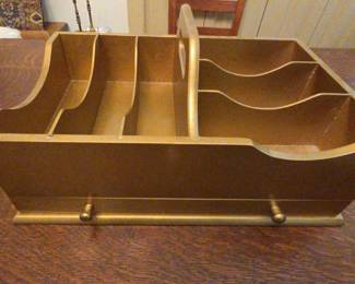 Lovely Gold Tone Wooden Desk Organizer