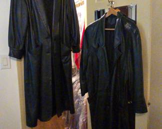 Two Vintage Womens Long Leather Coats Estimated Sz XL
