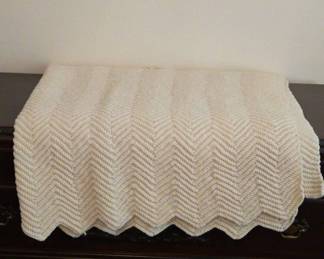 Handmade Ecru Afghan Approximately 60 X 60 