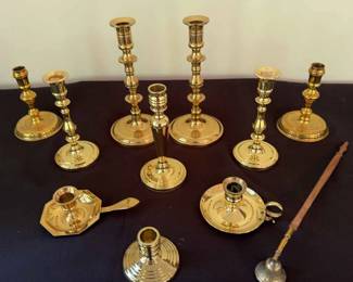 Brass Candle Stick Holders Circle Bottoms