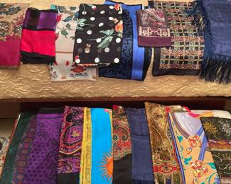 Large Lot Of Scarves, Mostly Silk