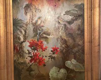 Signed by L. Richard Gold Framed Bird Painting 