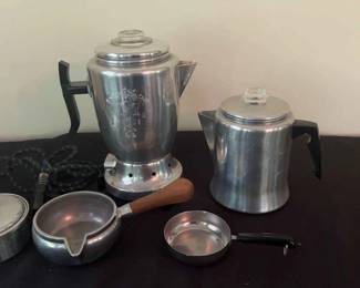 Vintage E.A. Co Aluminum Electric Percolator Coffee Maker Model 5437 W Cord And More