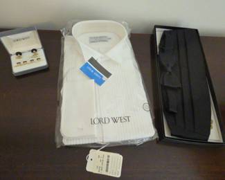 Dressed To Impress Mens New Dress Shirt Sz 16 1 2 Paired With Cumberbund And Bowtie And Cufflinks