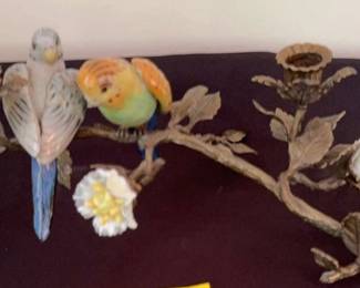 Porcelain Brass Bird Candlestick