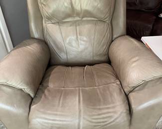 Leather recliner, somewhat worn but reclines well