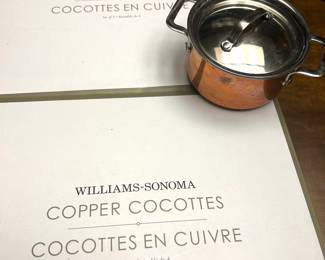 William Sonoma set of 8 small copper pots (new in box)