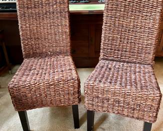 Pair of woven reed chairs
