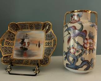 Old Noritake Gold-plated Sailing Ship Design Tray