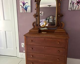 Victorian Dresser with Mirror, Cottage Style Dresser Circa 1880’s