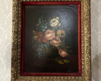 Vintage Vito Ruggeri original oil painting Bouquet of flowers 