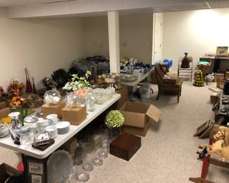 Glassware, China, Christmas and fall decor. 