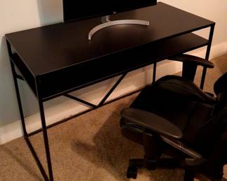 Computer desk we have four computer monitors and two game chairs at this sale