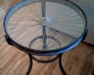 We have two of these bicycle rim tables