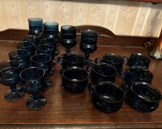 Blue King's Crown glassware