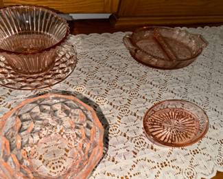 Pink depression glass