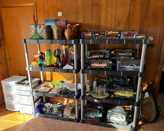 Diecast cars 1:18 scale, blenko, murano, vintage paper items etc