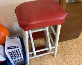 #83	Wood 2 step stool (steps flip up) w/vinyl Top	 $20.00 
