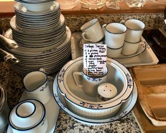 #57	Vintage Japan 42 pc Blue & White China (cereal bowls not counted as is some chipped)	 $60.00 
