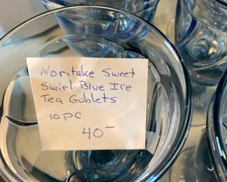#59	Noritake Blue Swirl Ice Tea Goblets - set of 10 	 $40.00 
