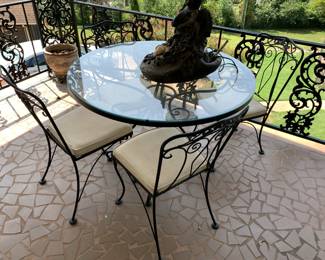 #21	Mid-Century Round Wrought Iron Patio Table w/4 chairs - 40x29 - You Move from Upstairs Patio	 $125.00 
