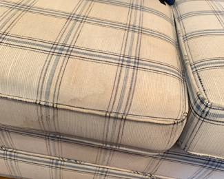 #27	Cream/Blue Sofa - fixed back (has stains)	 $75.00 
