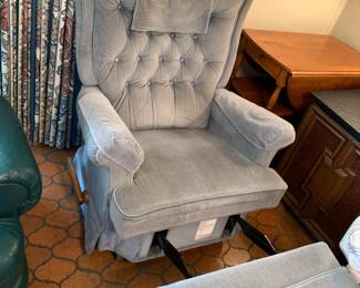 #25	Gray Corduroy Swivel Recliner  (as is cut on front)	 $25.00 
