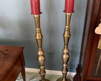 #18	Tall Heavy Brass Candlesticks - sold as a pair - 37" tall	 $45.00 
